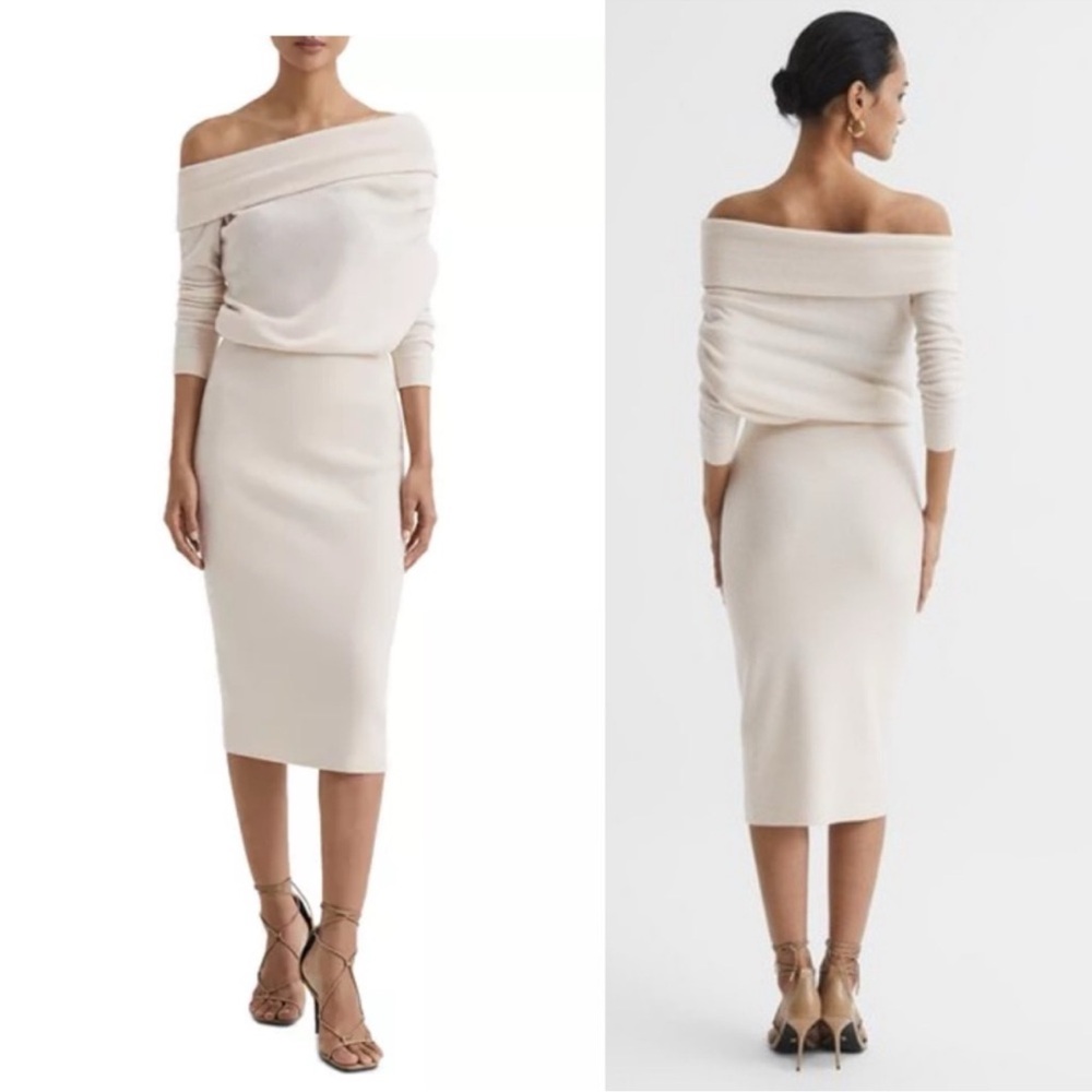 NWOT Reiss Cream wool cashmere blend Knit dress